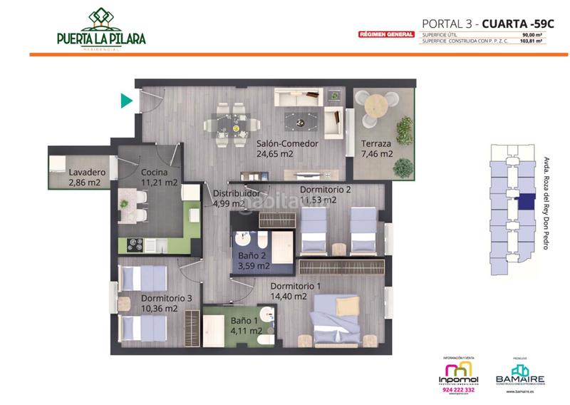 Foto e8044062-68d4-49bb-8e43-c2fb43977320. Appartement 105m<sup>2</sup> avec parking piscine dans Carretera de Sevilla - Los Montitos Badajoz