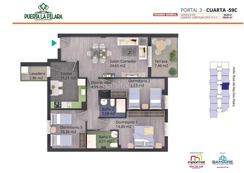 Foto feadf1be-fca5-45c7-bc31-e00716431de7. Appartement 103m<sup>2</sup> avec chauffage parking piscine dans Carretera de Sevilla - Los Montitos Badajoz