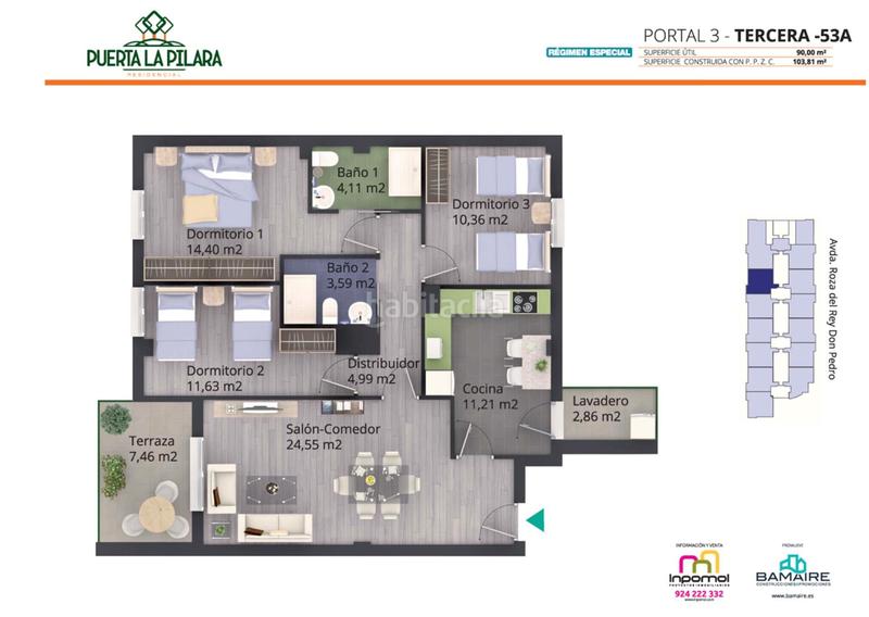 Foto 5d0c6ba3-3678-4990-9e82-600a02dc6497. Appartement 105m<sup>2</sup> avec chauffage parking piscine dans Carretera de Sevilla - Los Montitos Badajoz