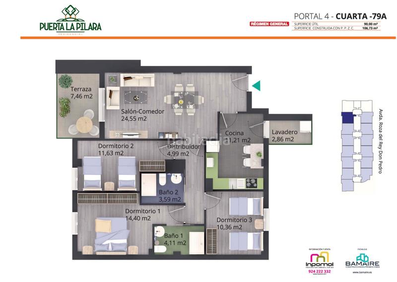 Foto 991ecdd9-863c-4e20-bb9d-cbb2181dec3c. Appartement 105m<sup>2</sup> avec chauffage parking piscine dans Carretera de Sevilla - Los Montitos Badajoz