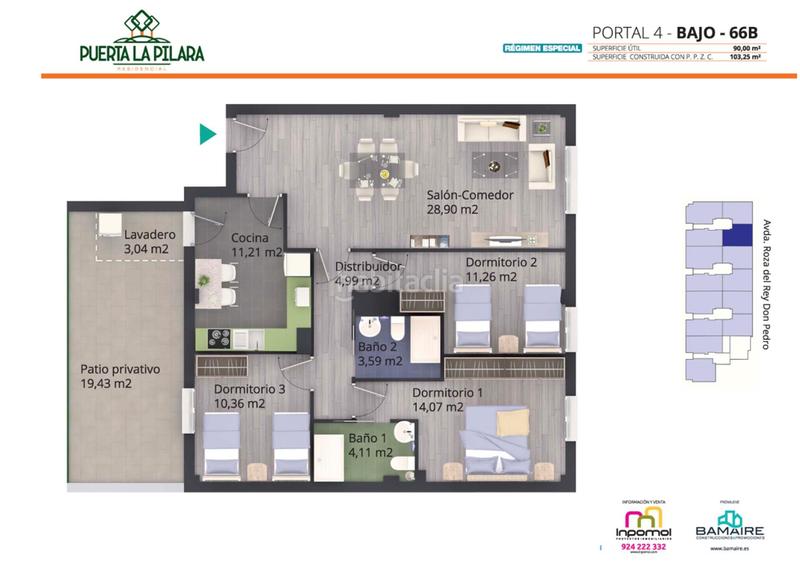 Foto b9fec579-c2ff-48fe-adce-42e99c6792c4. Flat 105m<sup>2</sup> with heating parking pool in Carretera de Sevilla - Los Montitos Badajoz