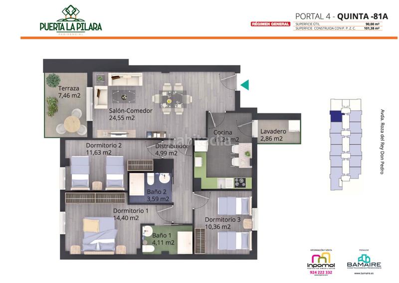 Foto 9a7659b7-289d-4459-8a40-d29559b37a20. Pis 105m<sup>2</sup> amb calefacció aparcament piscina a Carretera de Sevilla - Los Montitos Badajoz