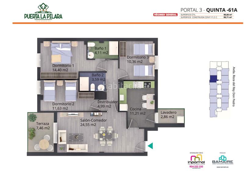 Foto 0c9ec122-37a4-4e7f-adb9-d69297fd38cd. Pis 99m<sup>2</sup> amb calefacció aparcament piscina a Carretera de Sevilla - Los Montitos Badajoz