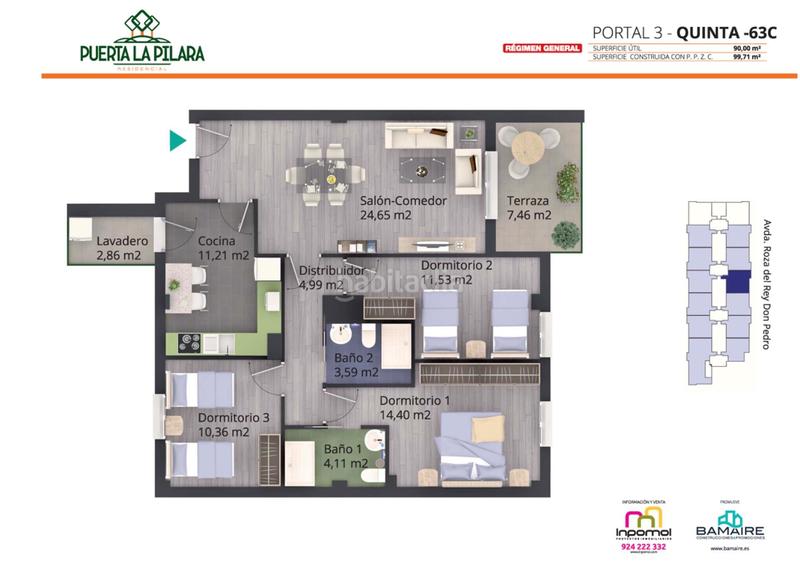 Foto cbd05284-2bf1-4171-8af3-ed45ac71e98e. Appartamento 105m<sup>2</sup> con riscaldamento parcheggio piscina in Badajoz