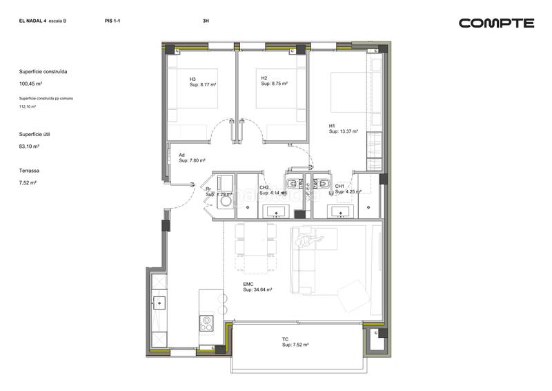 Foto 298be454-2a0f-4809-9dba-3206e632384e. Appartement 83m<sup>2</sup> dans carrer de la laura 53 dans El Sucre-El Nadal Vic