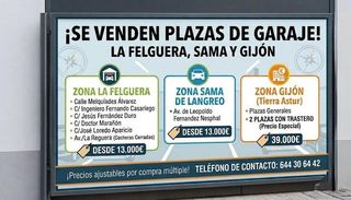 Car parking in La Felguera. Plazas de garaje zona la felguera y sama
