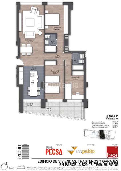 Foto a2c9ef7a-74fb-45f0-b463-ee428f37ef07. Appartement 99m<sup>2</sup> avec chauffage parking piscine dans Universidad - Las Huelgas Burgos
