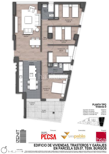 Foto 9ddb1f77-3812-4016-be81-5fad1d8f126e. Etagenwohnung 105m<sup>2</sup> mit heizung parking pool in Universidad - Las Huelgas Burgos