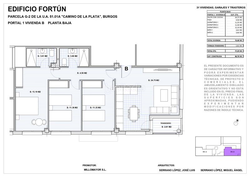 Foto 576847e2-c4a3-47d3-8af5-819a40f6b3cf. Appartamento 88m<sup>2</sup> con riscaldamento parcheggio in Villimar - V1 - V2 - S3 - S4 - San Cristobal Burgos