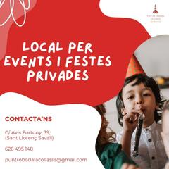 Alquiler Local Comercial en Sant Llorenç Savall. Lloguer per hores de local per celebracions i esdeveniments priv