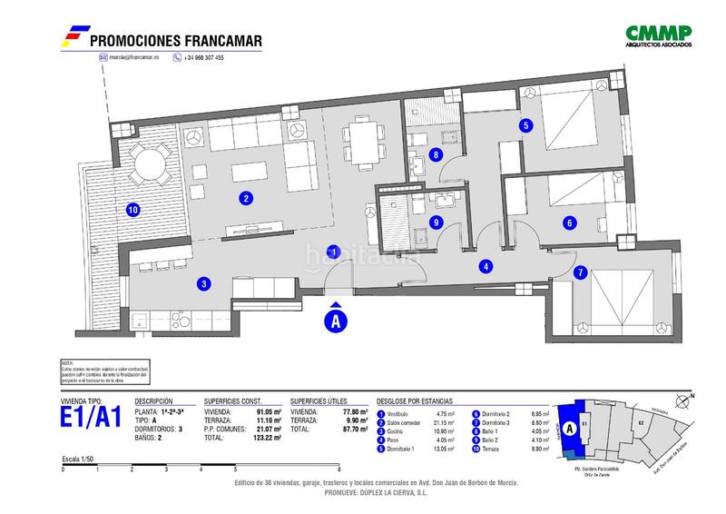 Foto dca5db30-0b78-459c-9c51-b4aea1ebe562. Appartement 123m<sup>2</sup> avec chauffage dans Juan de Borbón Murcia