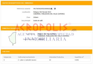 Terreno residencial  Calle poligono 502 parcela 7032 huertas. Venta de solar en pobladura del valle