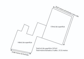Residential Plot in Tomelloso. Solar de 327m2 de superficie a tres calles, con un total de 37 m