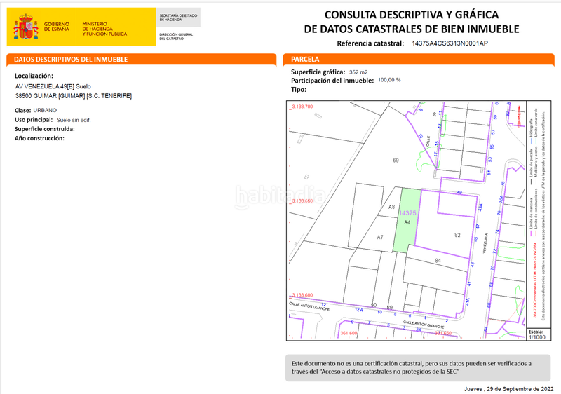 Foto e0cd1fa5-0b39-4fa1-bd0f-564478187a90. Terreno residencial se vende solar urbano en Centro Güímar