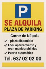 Alquiler Parking coche  Carrer de nàpols. Plaza alquiler en campos