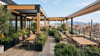 Edifici a Gràcia. Edificio  terraza panorámica