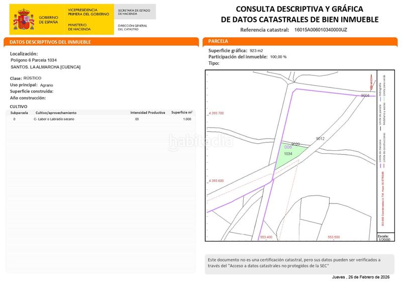 Foto e476f7b4-19b1-42c2-9773-ce3fe4906165. Finca rústica a poligono 6 parcela 1034 a Almarcha (La)