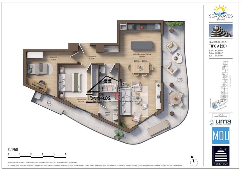 Foto 21e900cd-d040-49f2-8c58-afdd36bd46f8. Piso tipo a 2 dormitorios esquinero vista frontal a mar en Benicarló