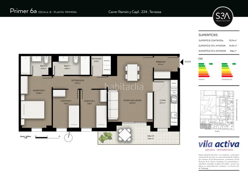 Foto 19320c96-04a4-4a50-b987-4fa02a47cb22. Appartement 93m<sup>2</sup> dans carrer de ramón y cajal 224 dans Can Palet Terrassa