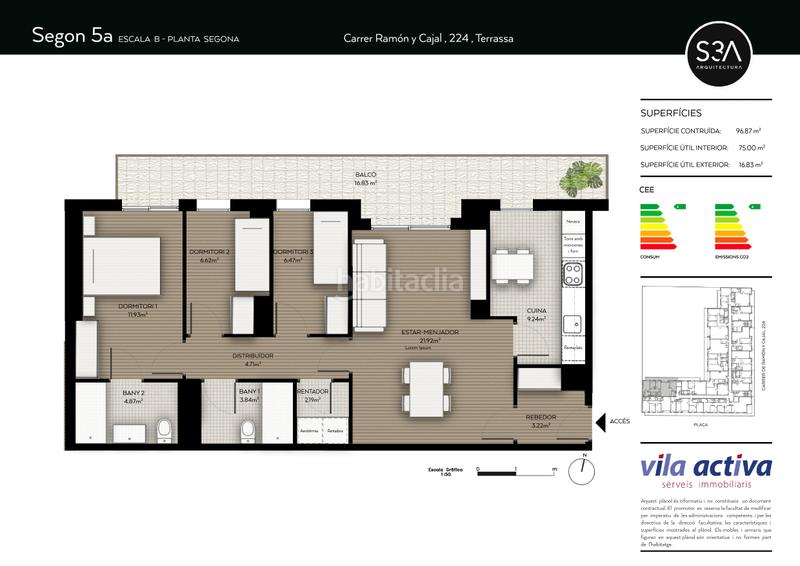 Foto c182ad0e-2df2-43ab-949f-24aa992d479e. Piso 96m<sup>2</sup> en carrer de ramón y cajal 224 en Can Palet Terrassa