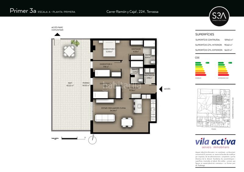 Foto 3e5a2f0f-a30d-4cdf-b318-bffa9fb1f386. Appartement 109m<sup>2</sup> dans carrer de ramón y cajal 224 dans Can Palet Terrassa