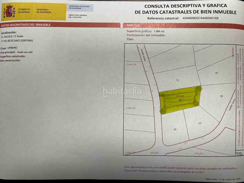 Foto a421a714-e7ee-4109-a1fe-a173d0b07413. Terreny residencial a carrer del bages 13 a Bescanó