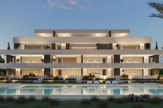 Pis  Puerto azul. Apartamento de 3 dormitorios y 2 baños con piscina y jardín en l