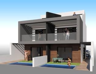 Casa aparellada a Santiago de La Ribera. Modernas villas adosadas con piscina privada cerca del mar en sa