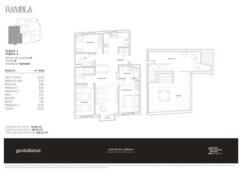 Foto 94afc822-3798-41c7-a486-68ce31494092. Zweistöckige wohnung 142m<sup>2</sup> in rambla rafael casanova 1 in Sant Boi de Llobregat