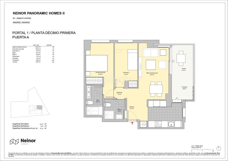 Piso 91m2 en calle doctor juan josé lópez ibor 41 en Peñagrande Madrid - Imagen 2