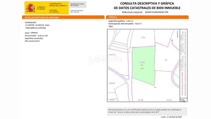 Foto 9cabe679-ae0d-40f5-ab29-38978efebbd5. Terreny residencial a graña a Miño