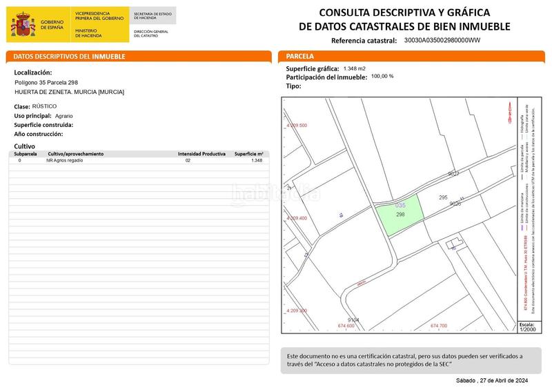 Foto cccdcb03-a82a-4f2f-b7a1-40fe0edae757. Finca rústica terreno rústico en la huerta de Zeneta en Murcia