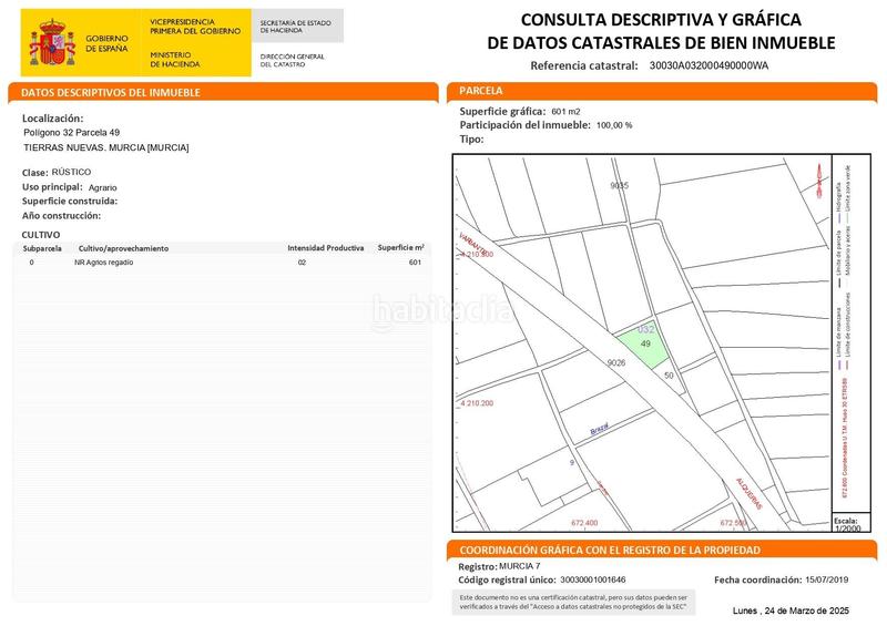 Foto 530c457b-6258-41d7-91b6-8a62ebc4d78e. Finca rústica parcela rústica en Alquerías en Alquerías Murcia