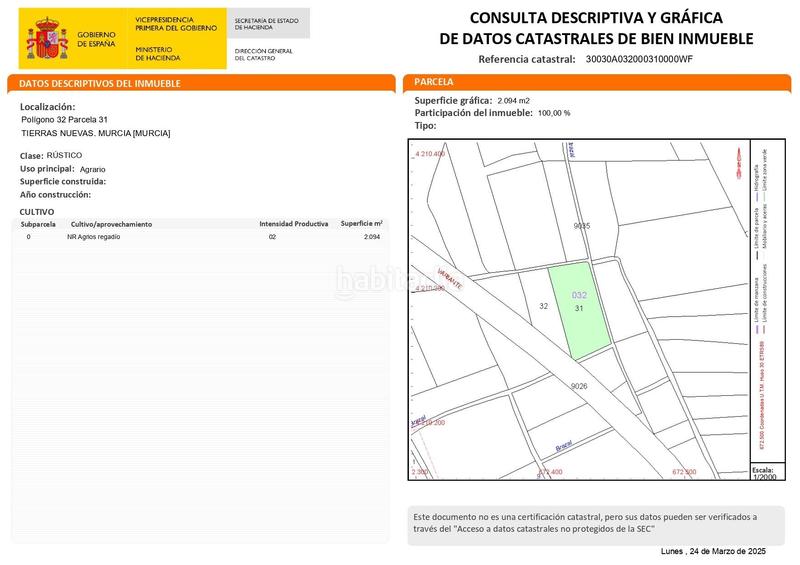 Foto fa41bc21-b177-4ccb-aa18-79dde68c63d4. Finca rústica parcela rústica en Alquerías en Alquerías Murcia