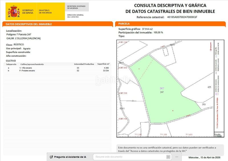 Foto 11136523-fc78-44b5-9d25-aedda0bed107. Terreny residencial a polígono 5 7 a Olleria (l´)