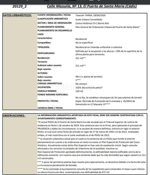 Foto d0f83e32-9489-40b1-86e4-1078c93e9e77. Terreno residenziale in calle mazuela 13 in Casco Histórico - Zona Alta Puerto de Santa María (El)