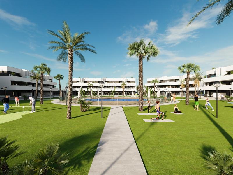 Foto d2d159e5-39b7-4d16-b042-57d4490739fc. Planta baja este nuevo residencial estará formado por 138 apartamentos turísticos repartidos en planta baja, planta primera y planta segunda en Guardamar del Segura