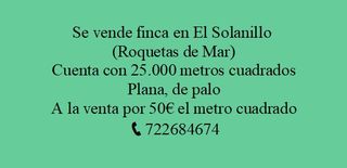 Finca rústica  Plaza solanillo 1a. Finca en venta en el solanillo – roquetas de mar (almería)