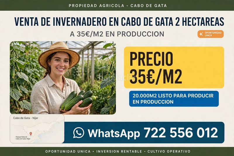Foto 802b6fc8-9048-4456-b2cc-3500d0e5d701. Finca rústica en calle atarazanas de Cabo de Gata 27 venta de invernadero de 2 hectareas . en Cabo de Gata
