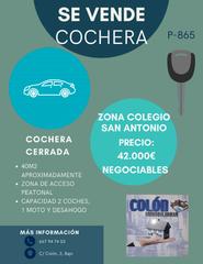 Aparcament cotxe a Martos. Se vende cochera cerrada, en avenida europa ?? zona colegio san