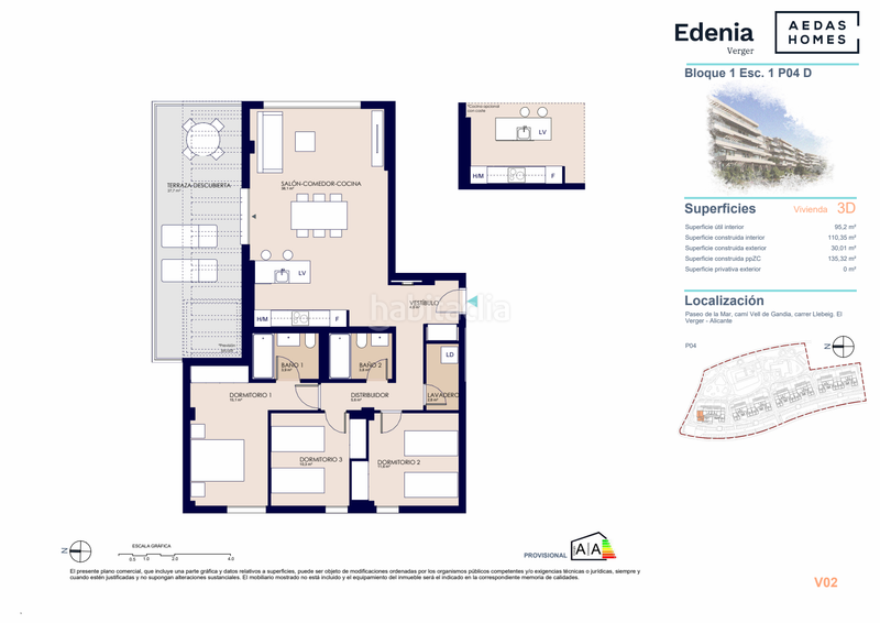 Foto aadb2347-ca2f-45da-ab9a-ba595fe4b89b. Apartamento amplio apartamento de 3 dormitorios en el último piso con gran balcón en edenia, el verger en Verger (el)