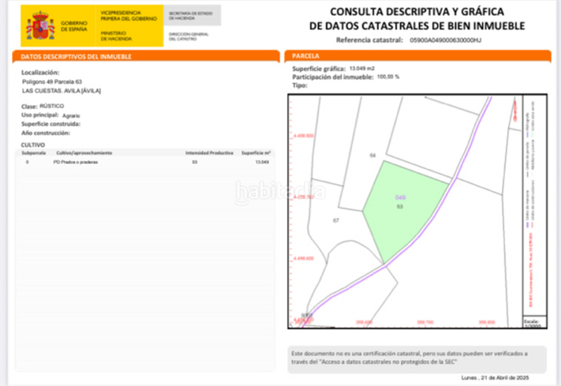 Foto 3eb23b20-514e-47d4-8a64-10f0e567f9bd. Fondo rustico in Cuatro Postes Ávila
