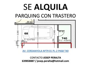 Alquiler Parking coche en Av. cerdanyola  79. Parquing con trastero