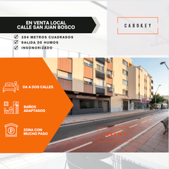Local Comercial a Calle san juan bosco 4. Cabokey vende local de 254 m2 a dos calles, san juan bosco y dr.