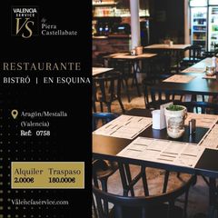 Transfer Business premise in Mestalla. 0758  maravilloso restaurante bistró en esquina en aragónmestall