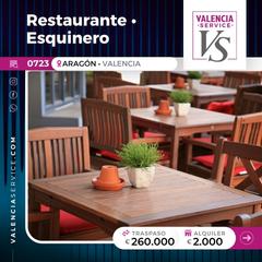 Traspàs Local Comercial a Mestalla. 0723 - maravilloso restaurante en esquina en aragón/mestalla