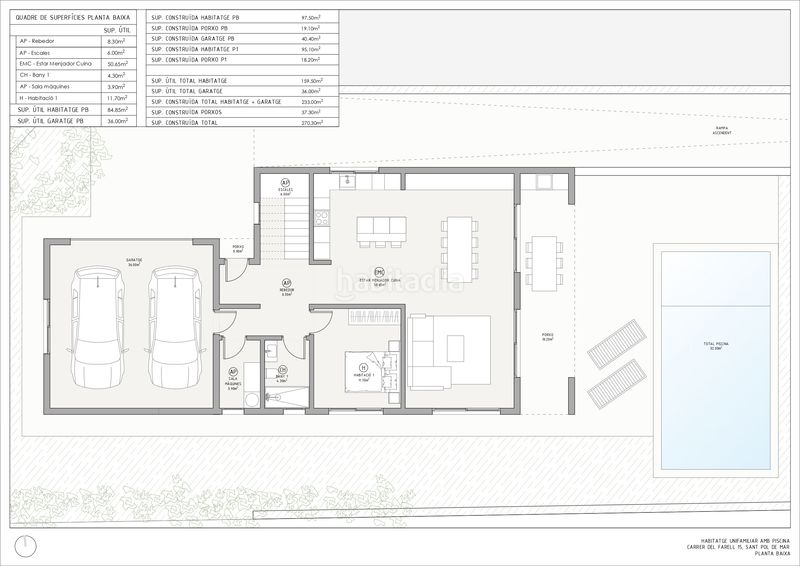 Foto ca3a02f1-09e3-42dd-8043-f07064cf13c8. Casa en carrer del camì del farell chalet de obra nueva con piscina y vistas al mar, a 5 minutos de la playa. en Sant Pol de Mar