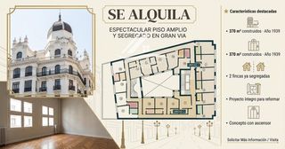 Affitto Ufficio  Calle gran vía. En alquiler espectacular piso segregado de 370 m en gran vía