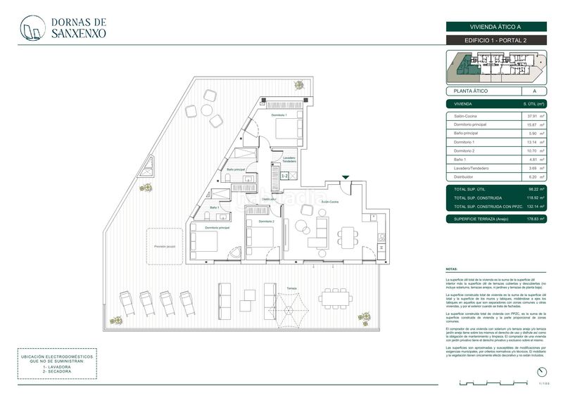 Foto f2489dff-fca0-4362-8865-9ad40a5134af. Àtic 132m<sup>2</sup> amb calefacció aparcament a Sanxenxo pueblo Sanxenxo