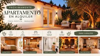 Lloguer Masia a Manacor Centre. Atractivo apartamento en finca rústica con jardín privado, luz,